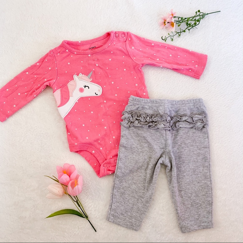 Baby Girl Unicorn Bodysuit and Pants Set